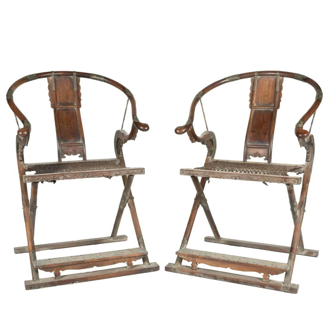 A Pair Of Brassmounted Huanghuali Folding Chairs Auction