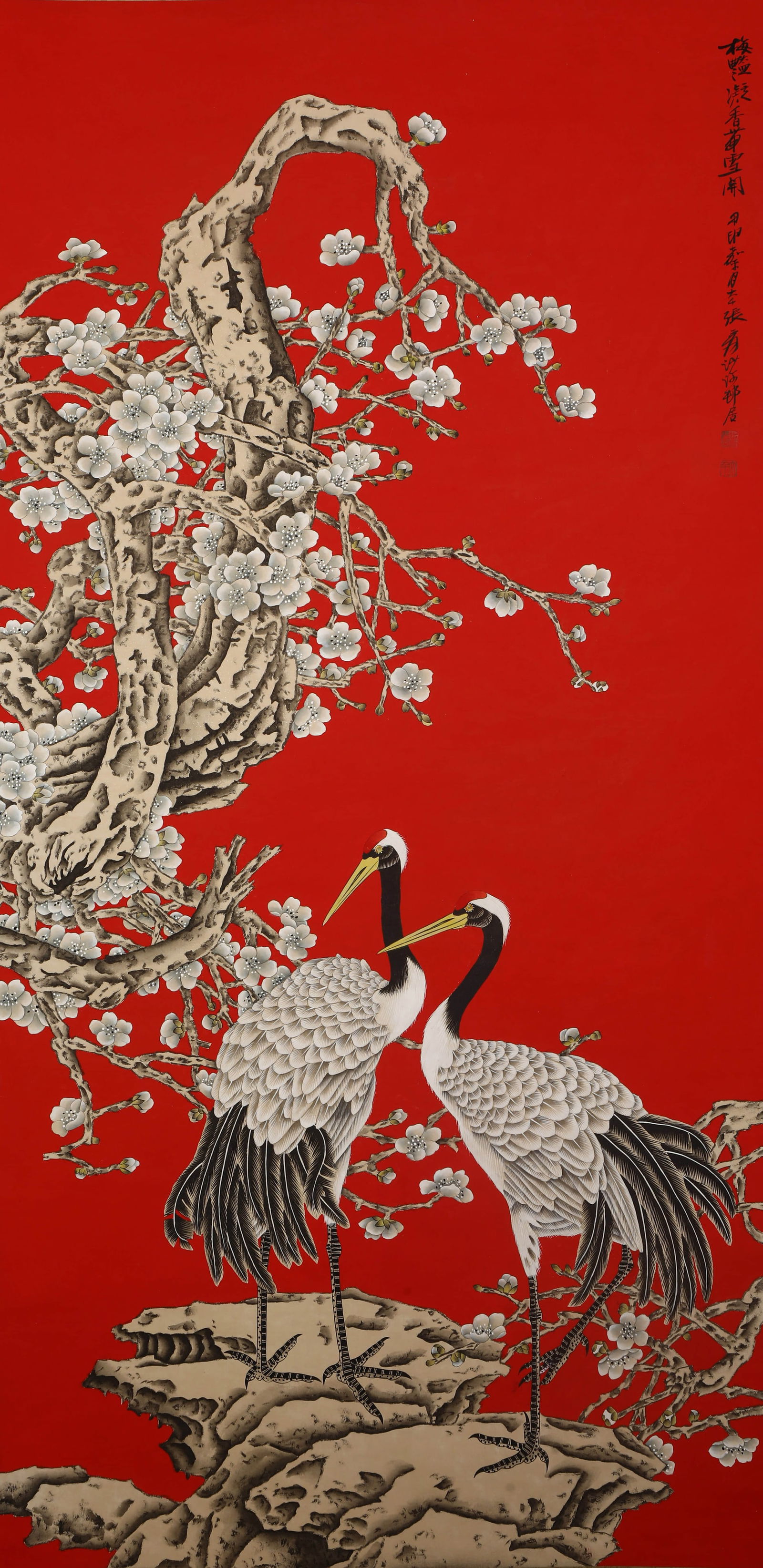 ZHANG DAQIAN (1899-1983), ATTRIBUTED TO, PLUM BLOSSOM AND TWIN CRANES (1 of 9)