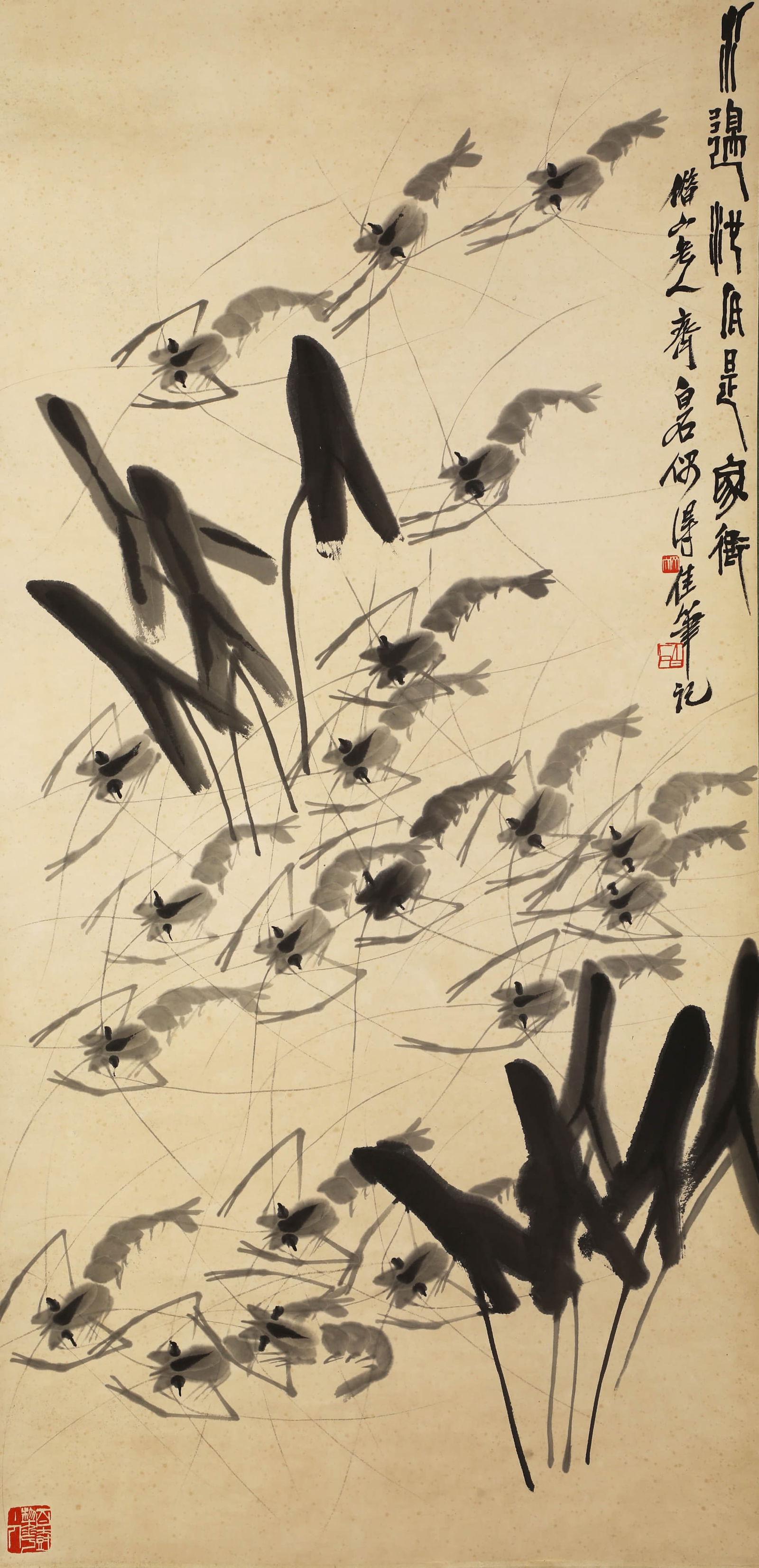 QI BAISHI (1864-1957), ATTRIBUTED TO, SHRIMP (1 of 7)