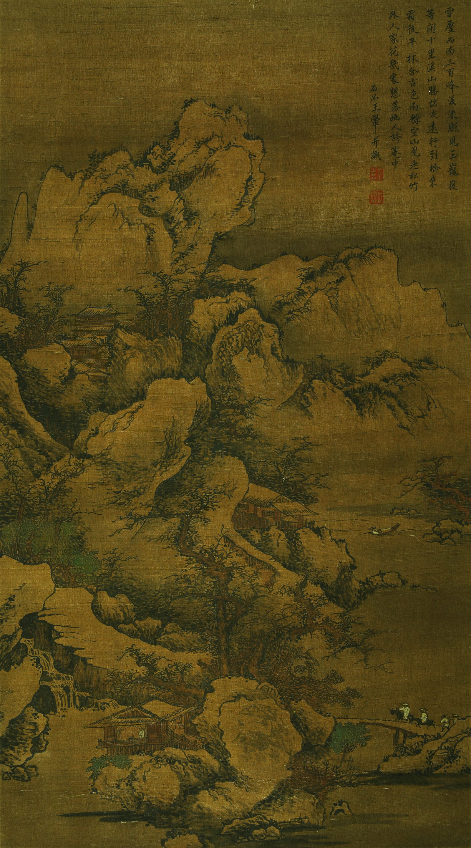 WANG HUI (1632–1717), ATTRIBUTED TO, SNOWY LANDSCAPE.: WANG HUI (1632–1717), ATTRIBUTED TO, SNOWY LANDSCAPE. Dimensions: Width: 88 cm (34.65 in.), Height: 49 cm (19.29 in.). All measurements are approximate. Any condition statement is given as a courtes