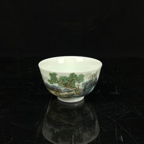 A FAMILLE ROSE 'LANDSCAPE' CUP, JINXIUSHANHE, WANG XILIANG