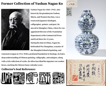 A BLUE AND WHITE 'SHOU' DOUBLE-GOURD VASE