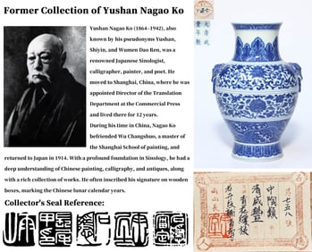 A BLUE AND WHITE 'FLORAL' HANDLED VASE, ZUN