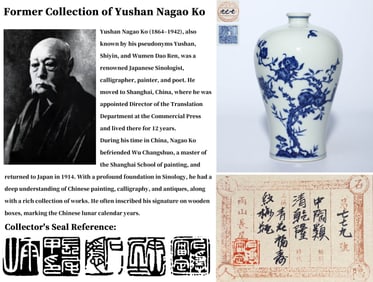 A BLUE AND WHITE 'FU SHOU' VASE, MEIPING