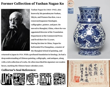 A BLUE AND WHITE 'LION' HANDLED VASE, ZUN