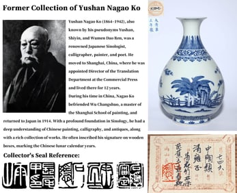 A BLUE AND WHITE 'BAMBOO LEAF AND BANANA TREE' VASE, YUHUCHUNPING