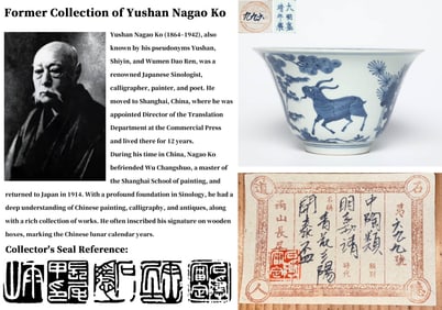 A BLUE AND WHITE 'THREE RAMS' CUP