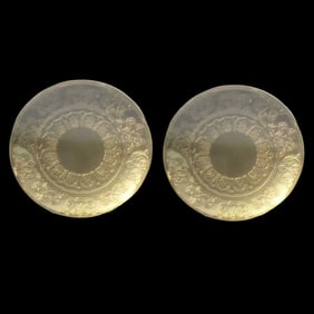 A PAIR OF CARVED GILT-BRONZE 'DRAGON' DISHES