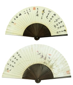 ATTRIBUTED TO PAN JINGSHU (1892-1939) AND MEI LANFANG (1894-1961), FLOWERS AND CALLIGRAPHY