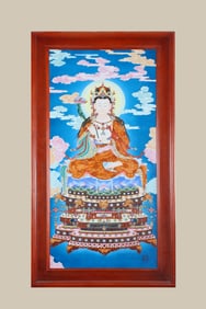 A 'BODHISATTVA' PORCELAIN PANEL PAINTING