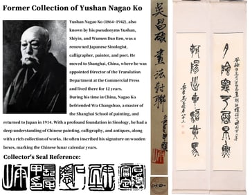 ATTRIBUTED TO WU CHANGSHUO (1844-1927), CALLIGRAPHY COUPLET