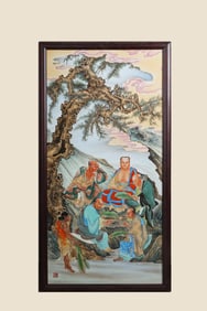 A 'FIGURES' PORCELAIN PANEL PAINTING