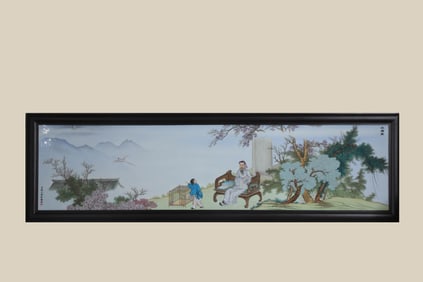 A 'FIGURES' PORCELAIN PANEL PAINTING