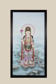 A 'BODHISATTVA' PORCELAIN PANEL PAINTING