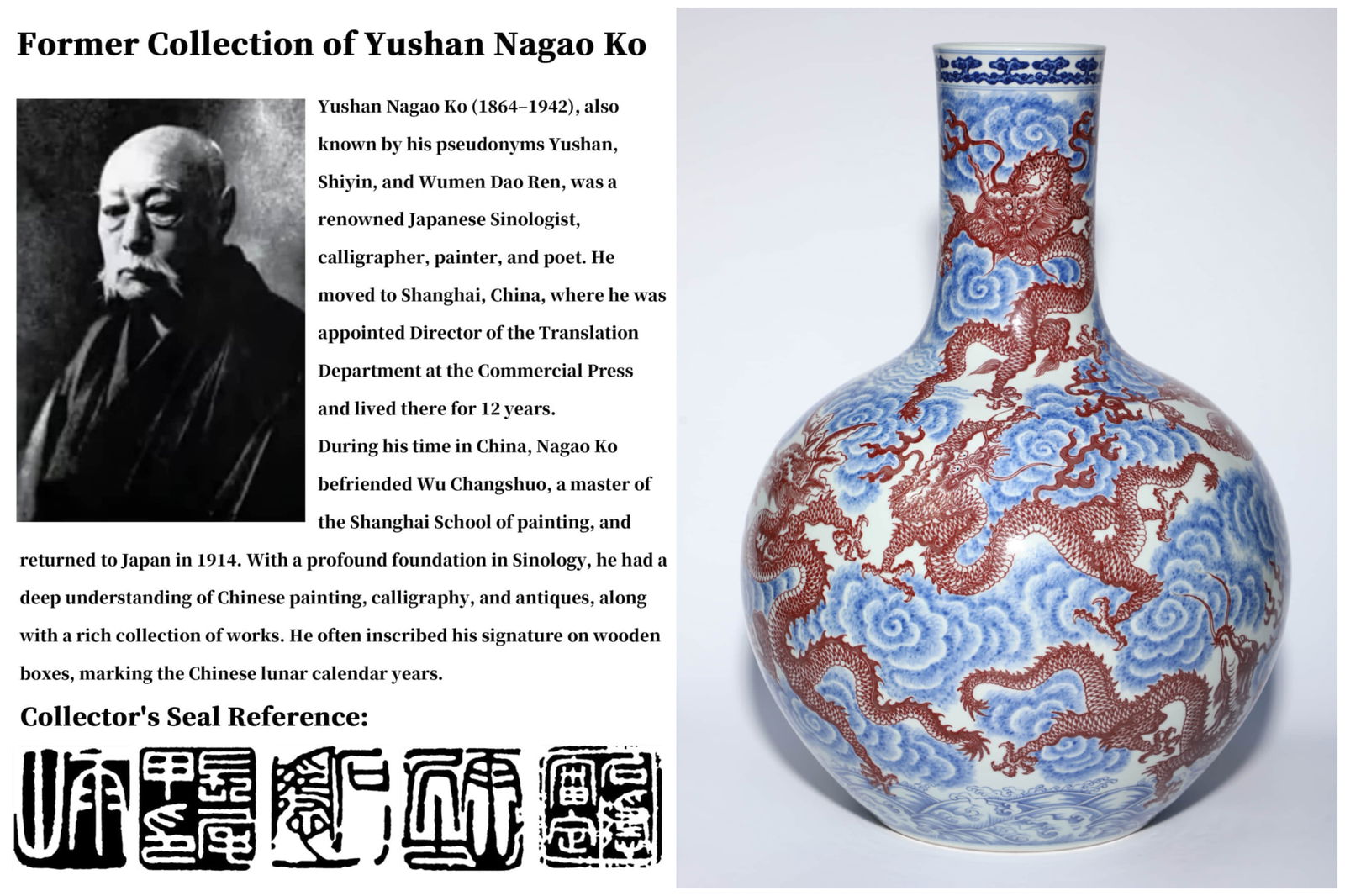A BLUE AND WHITE AND UNDERGLAZE-RED 'DRAGON AND CLOUD' TIANQIUPING (1 of 11)