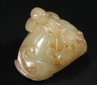 JADE CHILD WITH CHI DRAGON HANDLE