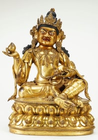 GILDED BRONZE YELLOW WEALTH GOD STATUE
