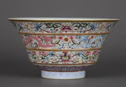 A FAMILLE ROSE 'FLORAL AND DRAGON' BOWL