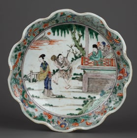 A WUCAI 'FIGURAL' STEM CUP