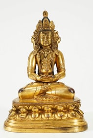 GILDED BRONZE BUDDHA STATUE
