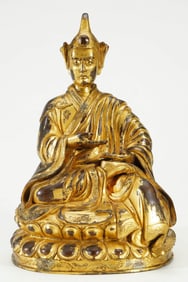 GILDED BRONZE GURU STATUE