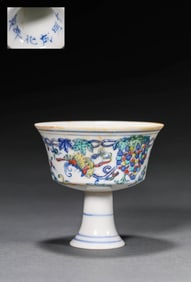 A DOUCAI 'GRAPE' STEM CUP