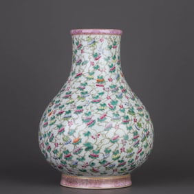 A FAMILLE ROSE 'GOURD' VASE