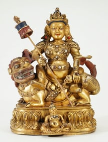 GILDED BRONZE YELLOW WEALTH GOD STATUE