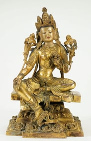 GILDED BRONZE AVALOKITESHVARA STATUE
