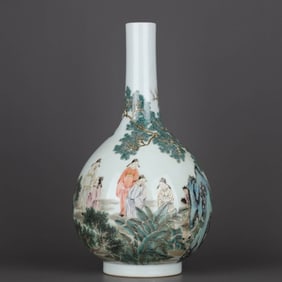 A FAMILLE ROSE 'FIGURAL STORY' VASE