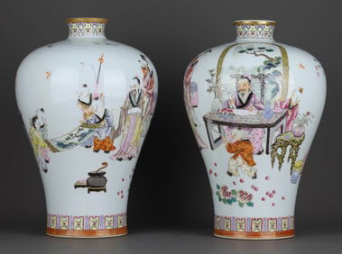 A FAMILLE ROSE 'FIGURAL AND CHILDREN' TEACHING' MOONFLASK