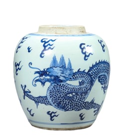 A BLUE AND WHITE 'CLOUD AND DRAGON' JAR