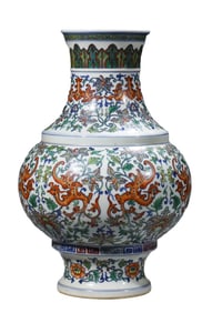 A DOUCAI 'PHOENIX AND INTERLOCKING FLORAL' VASE
