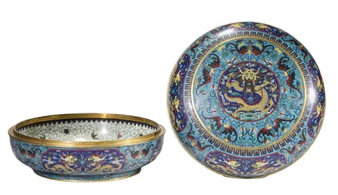 A COPPER-BODY CLOISONNé ENAMEL 'DRAGON' BOX