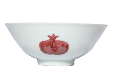 AN UNDERGLAZE RED 'THREE ABUNDANCES' BOWL