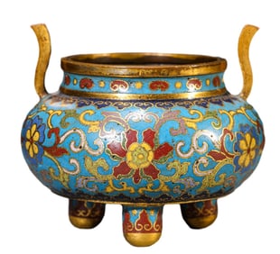 A COPPER-BODY CLOISONNé ENAMEL 'FLORAL'  CENSER