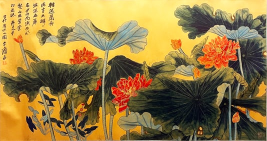 ZHANG DAQIAN (1899-1983), ATTRIBUTED TO, COLORED LOTUS