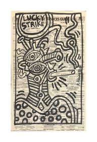 KEITH HARING (1958-1990), ATTRIBUTED TO, MARKER ON NEWSPAPER