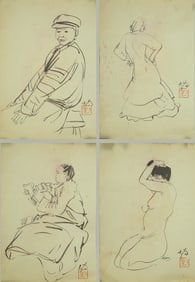 LIU DAWEI (B.1945), ATTRIBUTED TO, SKETCHES (FOUR SHEETS)