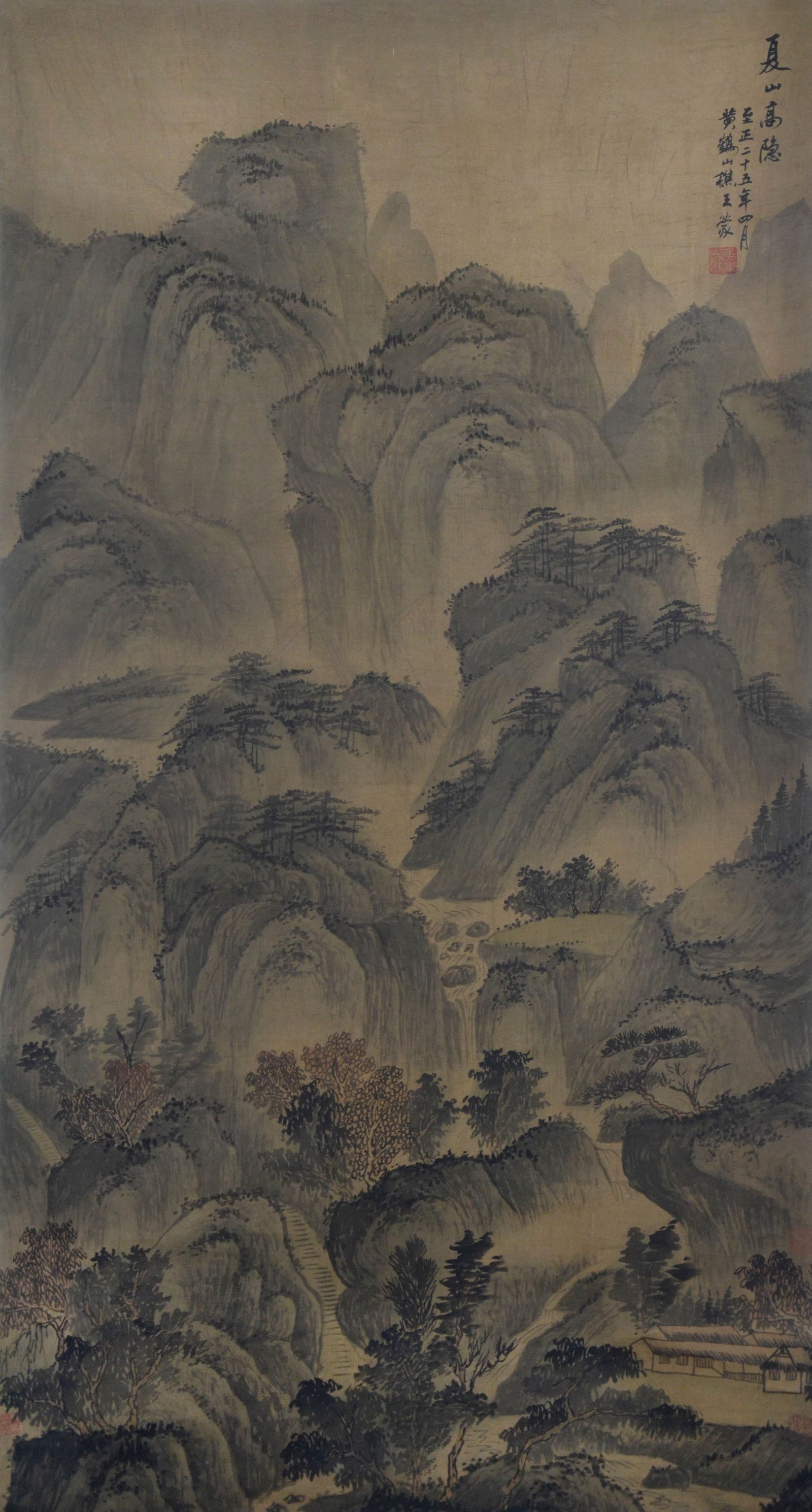 WANG MENG (1308-1385), ATTRIBUTED TO, SECLUDED SUMMER MOUNTAIN: WANG MENG (1308-1385), ATTRIBUTED TO, SECLUDED SUMMER MOUNTAIN Dimensions: Length: 121 cm (47.64 in.), Width: 65 cm (25.59 in.). All measurements are approximate.Any condition statement is given as a