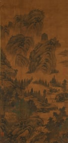 DONG YUAN (ACTIVE 10TH C.), ATTRIBUTED TO, VISITING FRIENDS BY STREAM AND MOUNTAIN