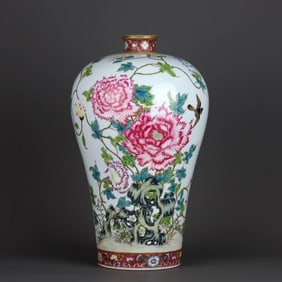 A FAMILLE ROSE 'FLOWERS, BIRDS AND POETRY' MEIPING
