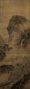 TANG YIFEN (1778-1853), ATTRIBUTED TO, LANDSCAPE: TANG YIFEN (1778-1853), ATTRIBUTED TO, LANDSCAPE Length: 110 cm (43.3 in.), Width: 37 cm (14.6 in.). All measurements are approximate.Any condition statement is given as a courtesy to a client, is onl