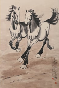 XU BEIHONG (1895-1953), ATTRIBUTED TO, TWO STEEDS
