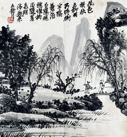 WU CHANGSHUO (1844-1927), ATTRIBUTED TO, INK LANDSCAPES (SIX LEAVES)