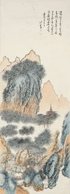 PU RU (1896-1963), ATTRIBUTED TO, BLUE-GREEN LANDSCAPE