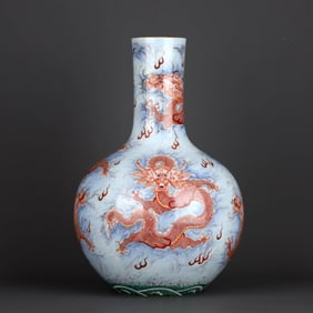FAMILLE ROSE WITH IRON-RED 'DRAGON' CELESTIAL VASE