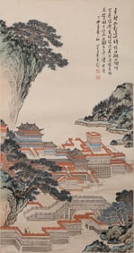 PU RU (1896-1963), ATTRIBUTED TO, LANDSCAPE WITH LOFTY PAVILION