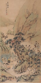 HUA YAN (1682-1756), ATTRIBUTED TO, LANDSCAPE WITH FIGURES