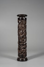 A ROSEWOOD 'CLOUDS AND DRAGON' INCENSE TUBE